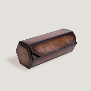 Hexagonal Galata Java Brown Parchment Watch Box-1-Watch Box Studio