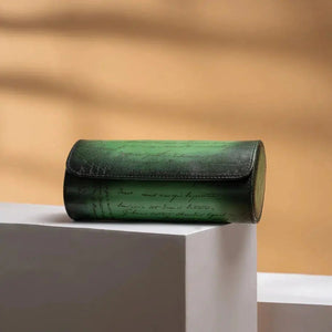Watch Box - Galata Parchment Platinum Green-1-Watch Box Studio