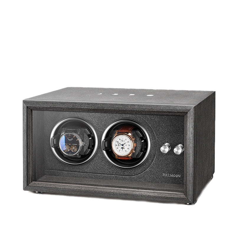 FULLMOON Anthracite Duo Watch Winder-1-Watch Box Studio