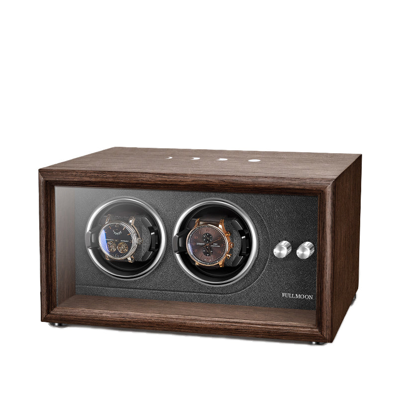 FULLMOON Oak Duo Watch Winder-1-Watch Box Studio