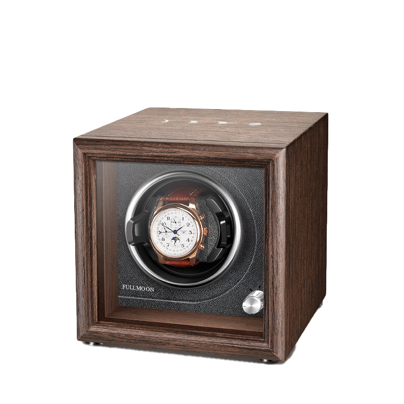 FULLMOON Oak Solo Watch Winder-1-Watch Box Studio