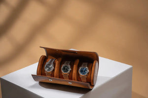 Watch Box - Galata Parchment Platinum Honey Brown-3-Watch Box Studio