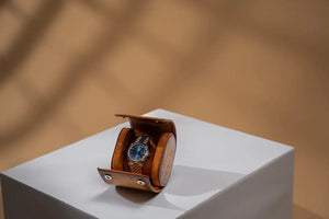 Watch Box - Galata Parchment Platinum Honey Brown-3-Watch Box Studio