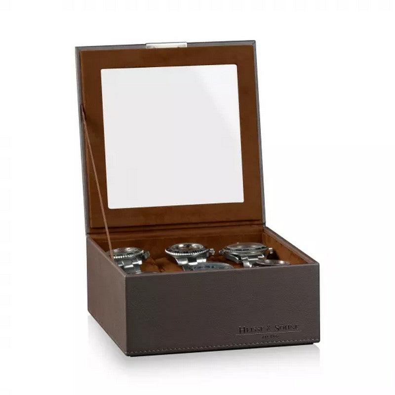 Watch Box - Heisse 6-Slot Brown Case-1-Watch Box Studio