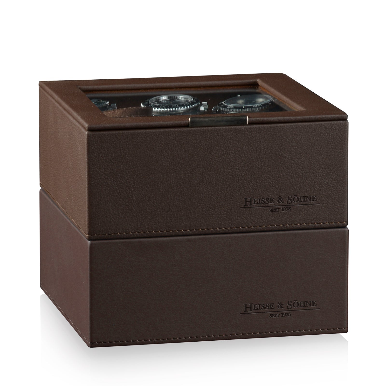 Watch Box - Heisse Double L Brown-1-Watch Box Studio