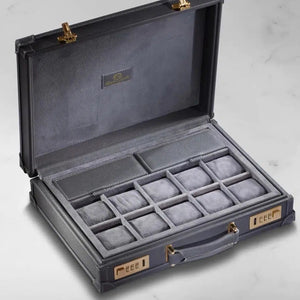 Watch Box - Master Saffiano Dark Grey-1-Watch Box Studio