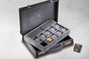 Watch Box - Master Saffiano Dark Grey-3-Watch Box Studio