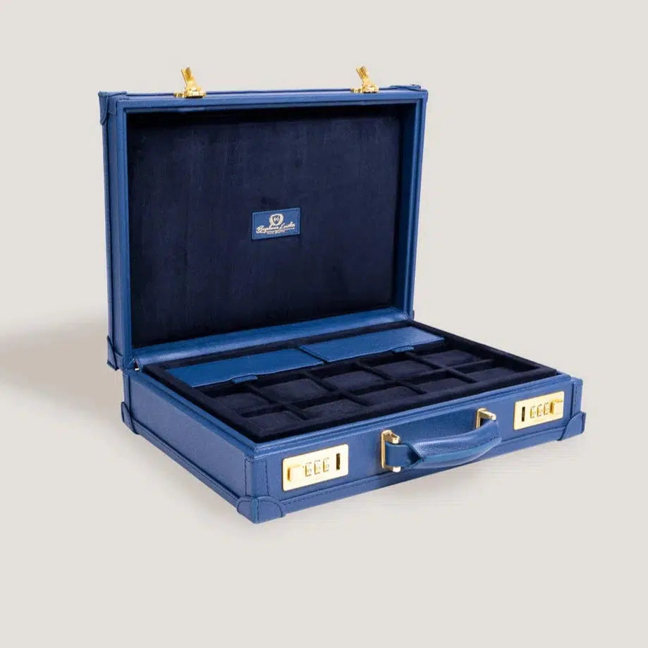 Watch Box - Master Saffiano Navy Blue-1-Watch Box Studio