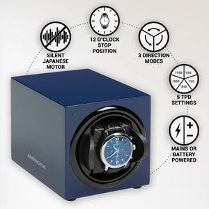 Watch Winder - Barrington Midnight Blue-5-Watch Box Studio