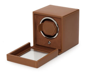 Watch Winder - Cube Cover Cognac-2-Watch Box Studio