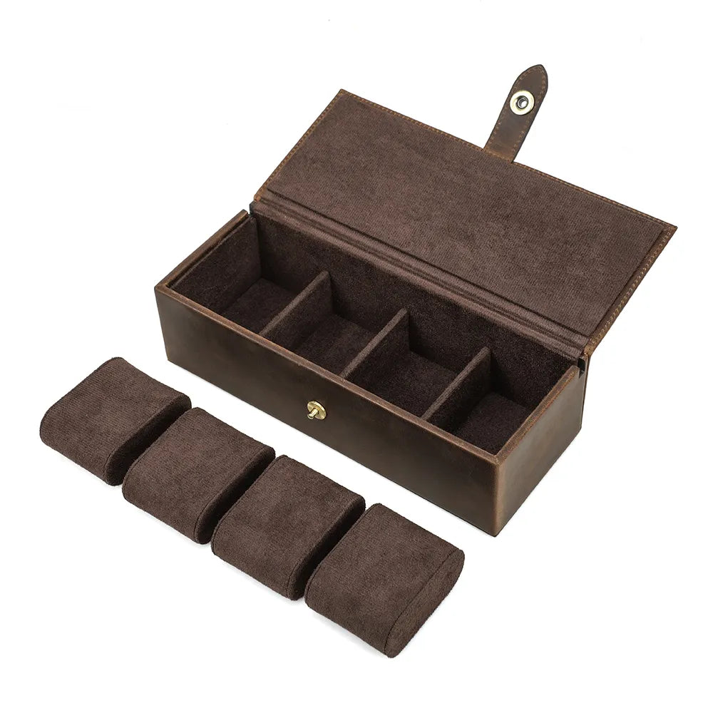 WATCH BOX Leather Quartet Case-1-Watch Box Studio