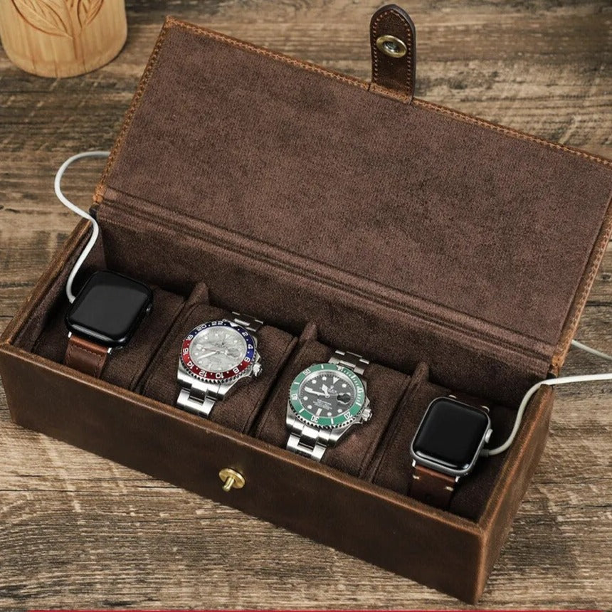 WATCH BOX Leather Quartet Case-2-Watch Box Studio